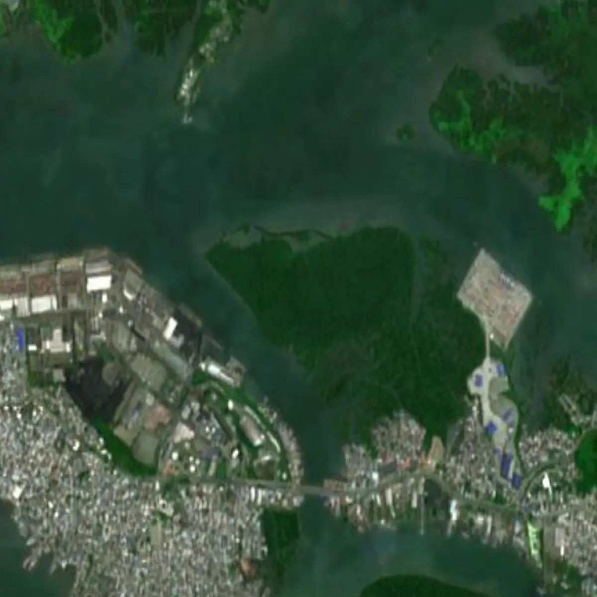 Detalle satelital de las comunas 5 y 6 de Buenaventura